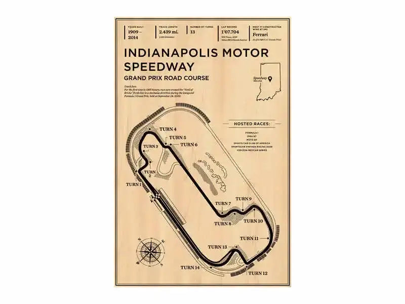 Vintage sepia interlagos monaco grand prix art print living room decor