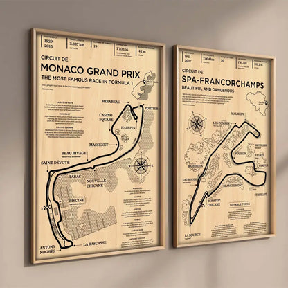Vintage monaco grand prix track map wall art bedroom racing poster