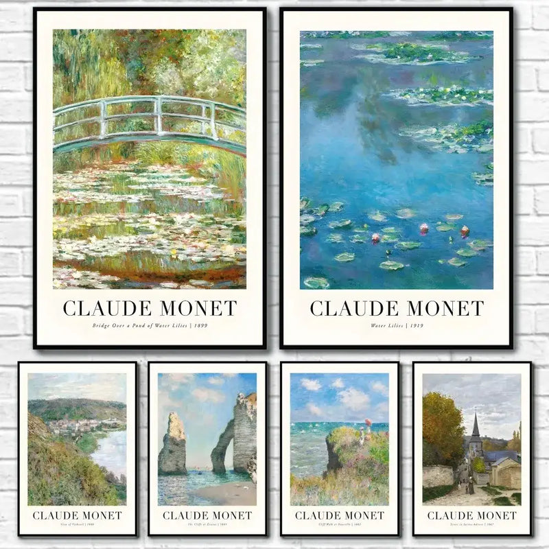 Claude monet impressionist wildflower poster print set living room