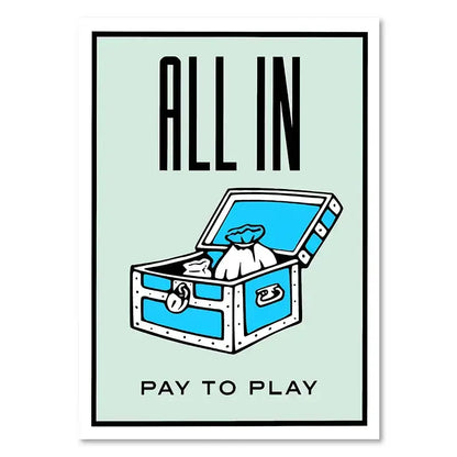 Minimalist mint monopoly millionaire canvas wall art office decor