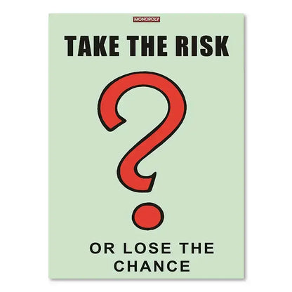 Minimalist mint monopoly millionaire canvas wall art office decor