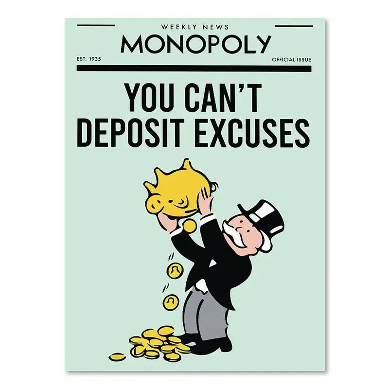 Minimalist mint monopoly millionaire canvas wall art office decor