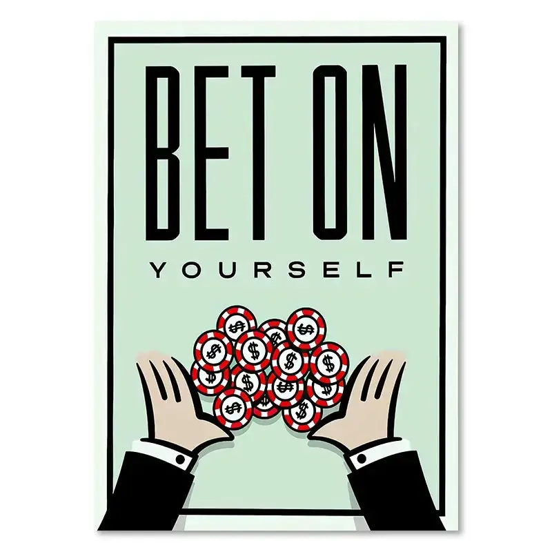 Minimalist mint monopoly millionaire canvas wall art office decor