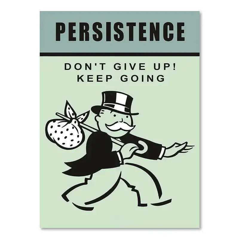 Minimalist mint green monopoly millionaire cartoon canvas home decor