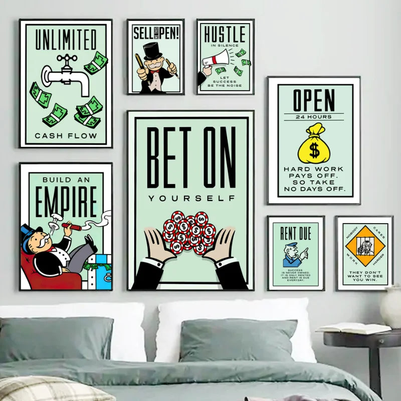 DecorBites™ Monopoly Millionaire Cartoon Canvas Art for Home Decor
