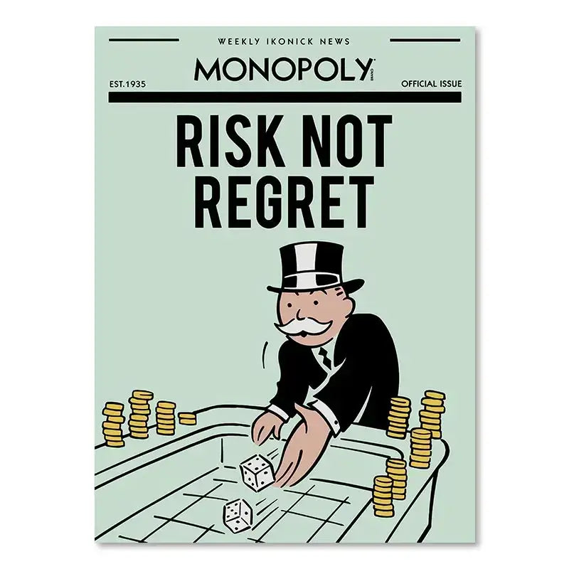 Minimalist mint green monopoly millionaire cartoon canvas home decor