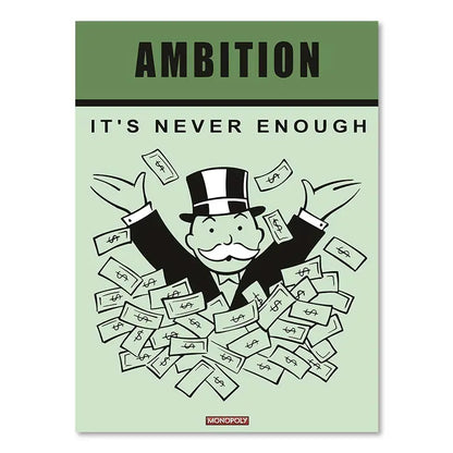 DecorBites™ Monopoly Millionaire Cartoon Canvas Wall Art