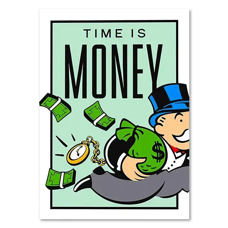 Minimalist mint and blue monopoly millionaire wall art bedroom decor