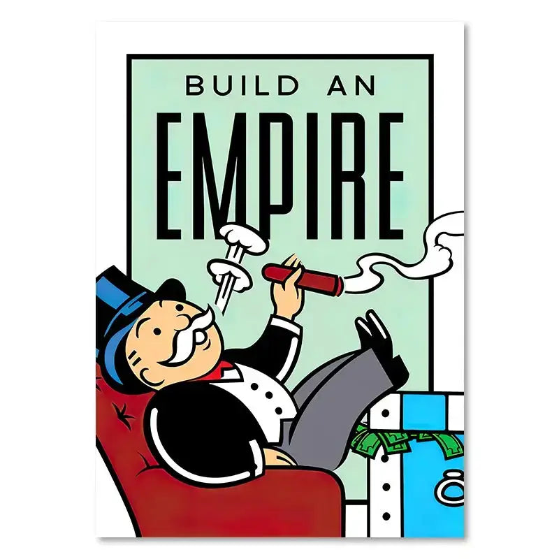 Minimalist mint and blue monopoly millionaire wall art bedroom decor