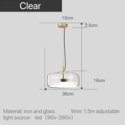 Modern amber glass and brass nordic pendant light dining room