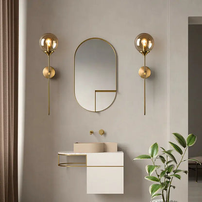 Moroccan brass and amber glass wall sconce bedroom light