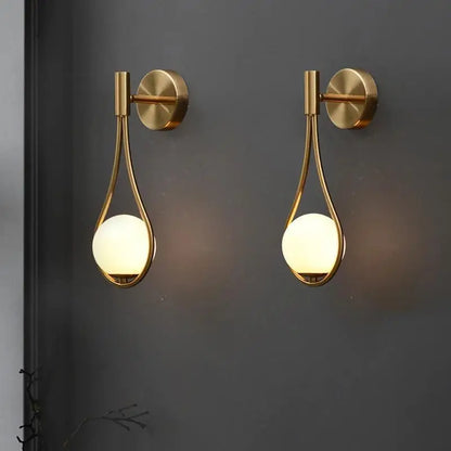 Modern gold teardrop nordic wall lamp bedroom glass sconce