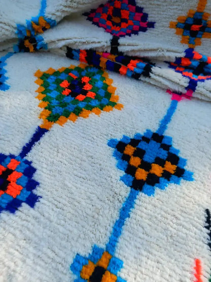 Handmade moroccan azilal rug multi geometric living room decor