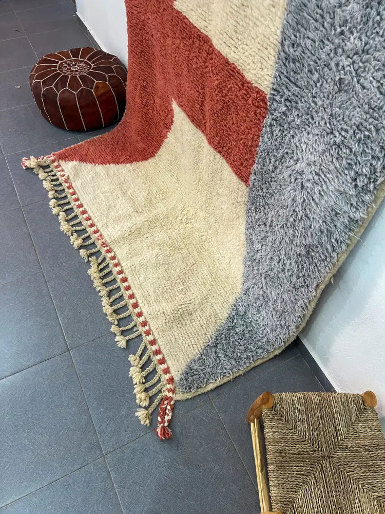 Beni ouarain moroccan handmade orange & cream rug bedroom decor