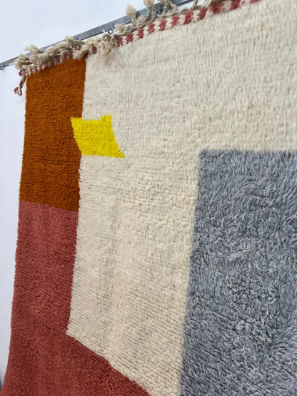 Beni ouarain moroccan handmade orange & cream rug bedroom decor