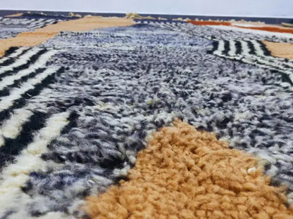 Beni ouarain navy & terracotta moroccan handmade rug bedroom decor