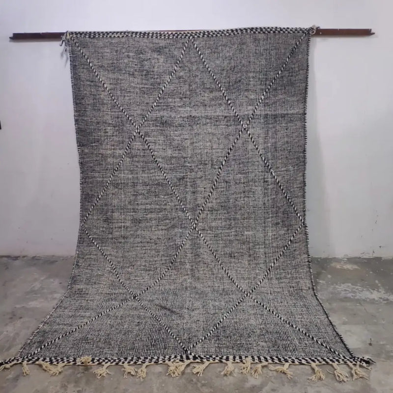 Handmade gray & black moroccan custom hanbel rug living room decor