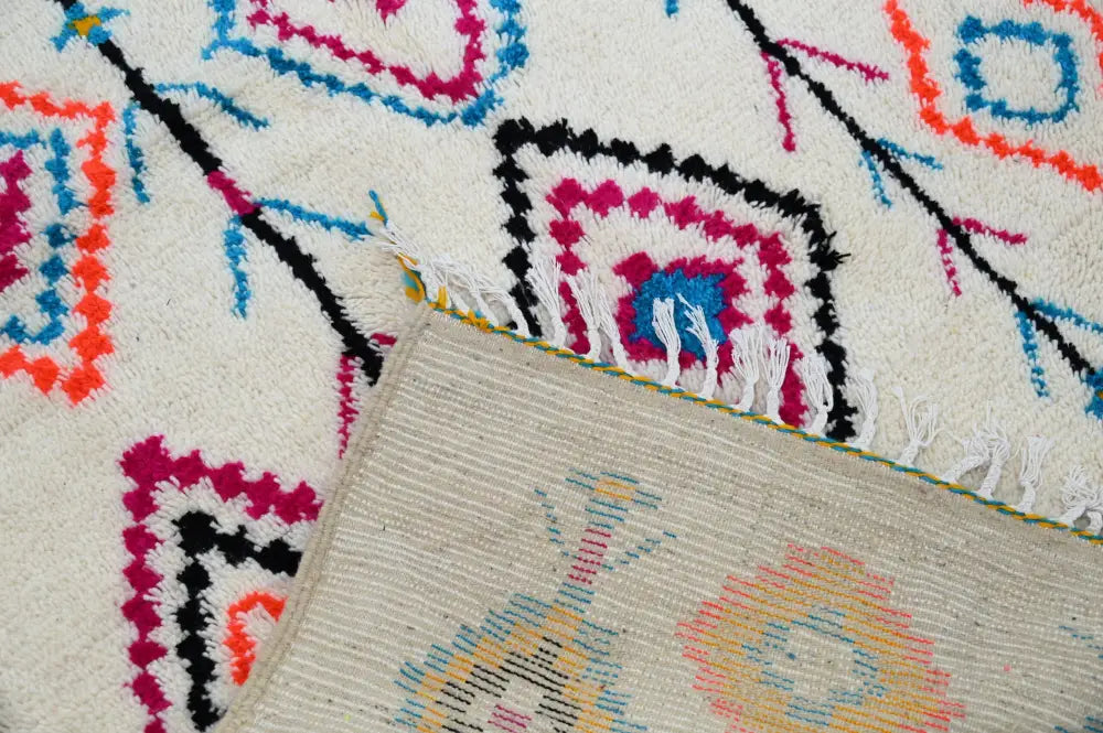 Beige moroccan handmade azilal carpet – living room geometric rug