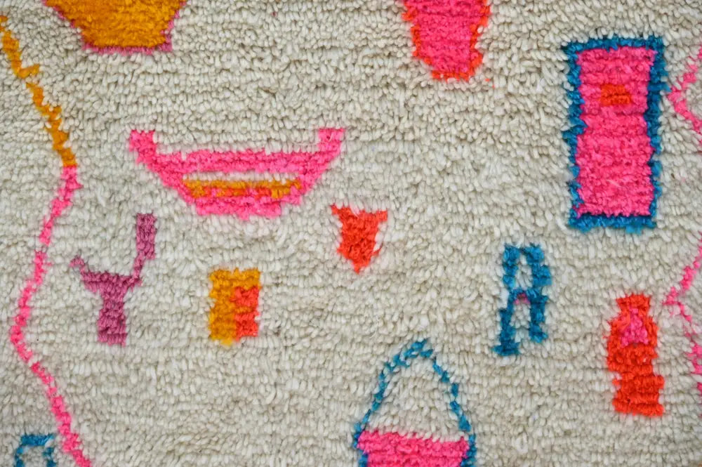Handmade moroccan colorful geometric azilal hallway rug