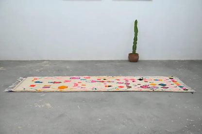 Handmade moroccan colorful geometric azilal hallway rug
