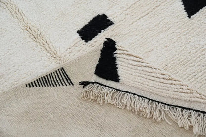 Handmade moroccan azilal beige & black rug living room decor