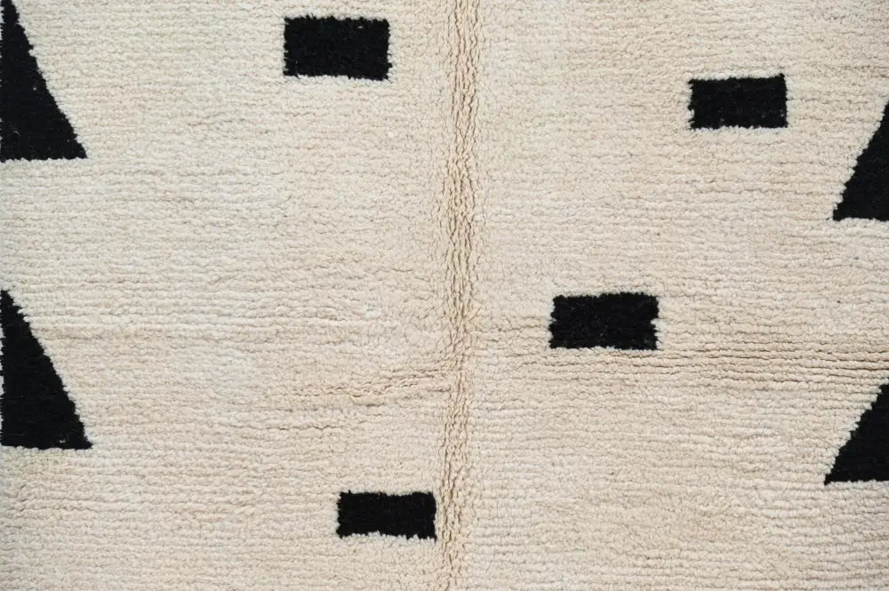 Handmade moroccan azilal beige & black rug living room decor