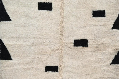 Handmade moroccan azilal beige & black rug living room decor