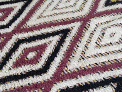 Handmade moroccan azilal rug beige & maroon living room carpet