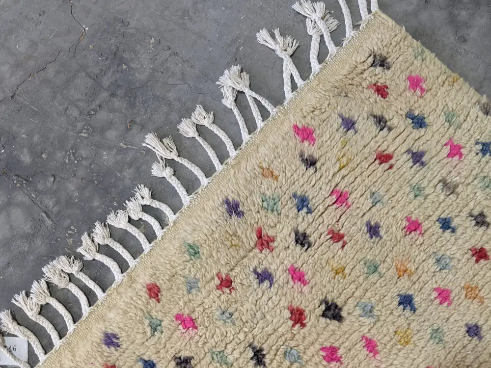 Moroccan handmade beige natural wool azilal rug living room decor