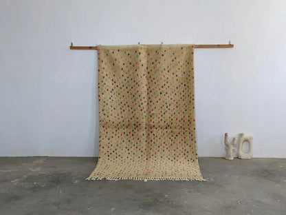 Moroccan handmade beige natural wool azilal rug living room decor
