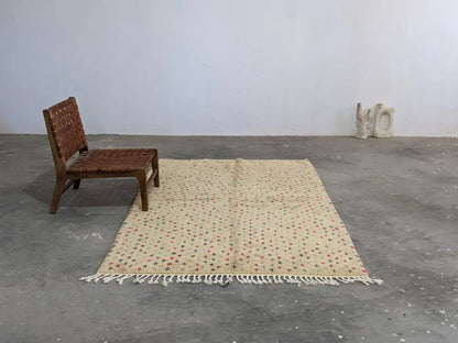 Moroccan handmade beige natural wool azilal rug living room decor