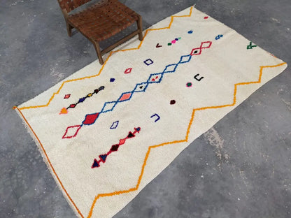 Moroccan handmade pure natural wool rug bedroom geometric decor
