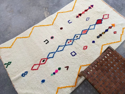 Moroccan handmade pure natural wool rug bedroom geometric decor