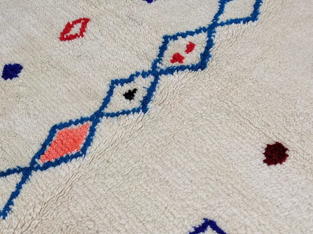 Moroccan handmade pure natural wool rug bedroom geometric decor