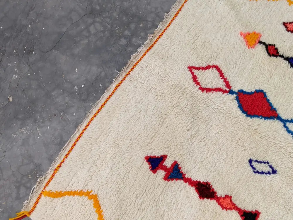 Moroccan handmade pure natural wool rug bedroom geometric decor