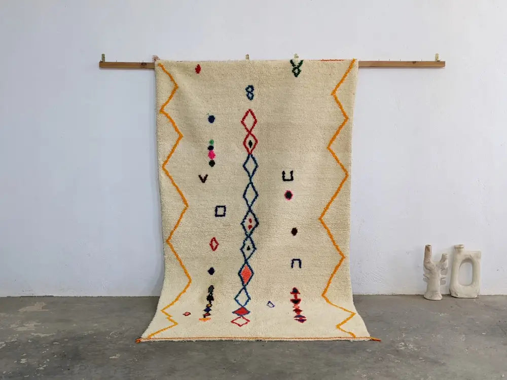 Moroccan handmade pure natural wool rug bedroom geometric decor