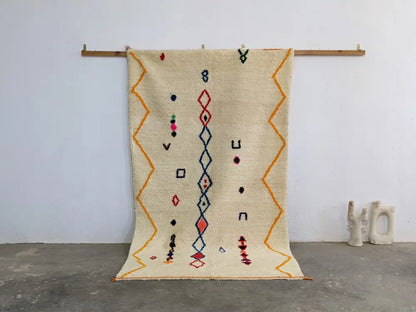Moroccan handmade pure natural wool rug bedroom geometric decor