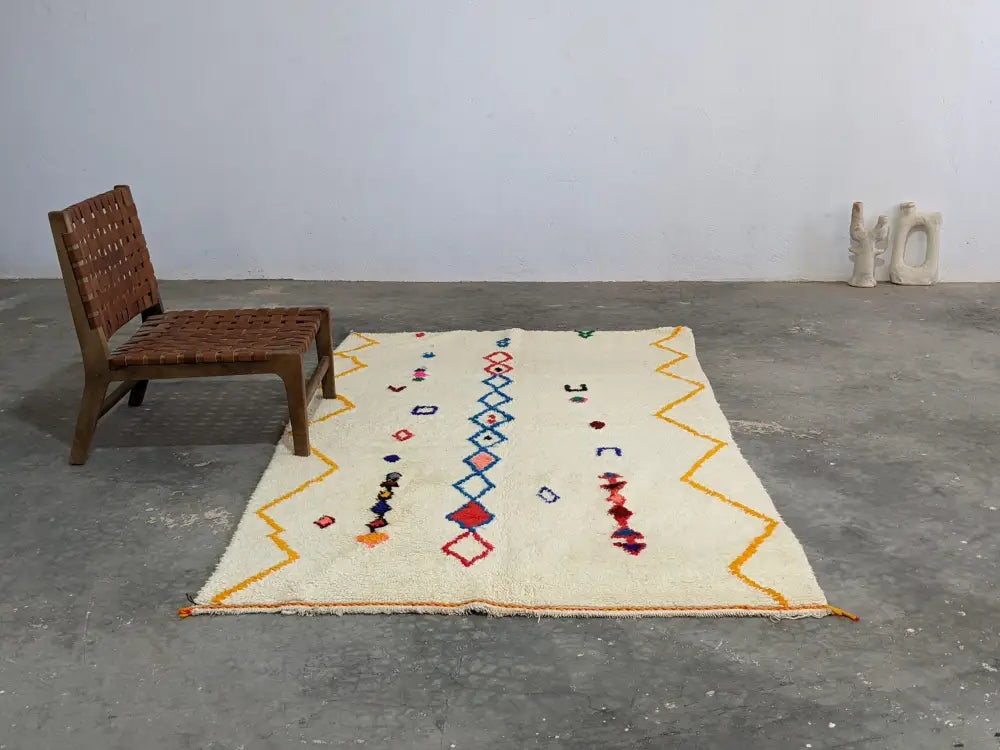Moroccan handmade pure natural wool rug bedroom geometric decor