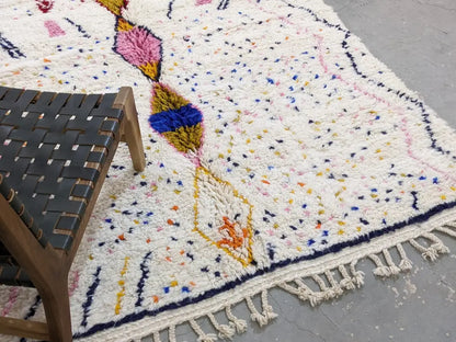 Beige moroccan handmade azilal rug – living room colorful decor