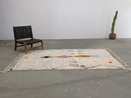 Beige moroccan handmade azilal rug – living room colorful decor