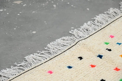 Handmade traditional azilal colorful cream rug bedroom decor