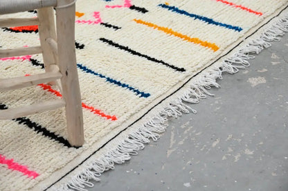 Handmade traditional azilal colorful cream rug bedroom decor