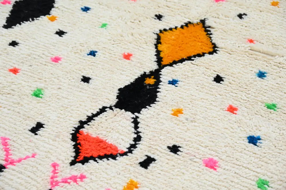 Handmade traditional azilal colorful cream rug bedroom decor