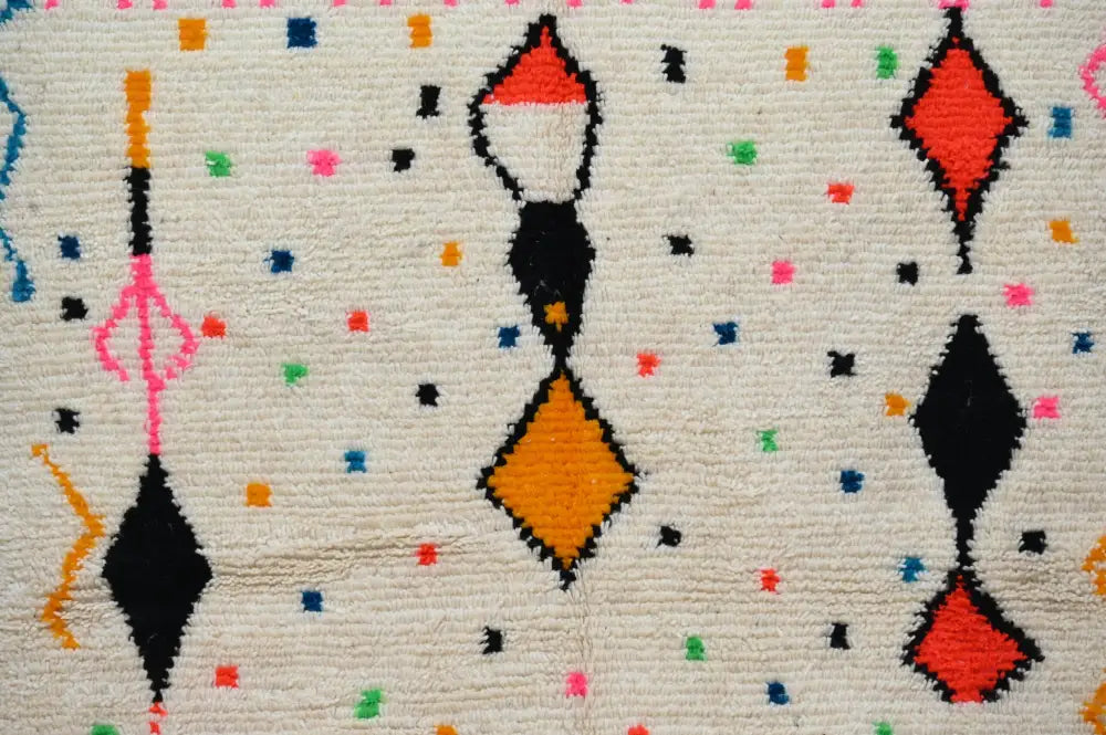 Handmade traditional azilal colorful cream rug bedroom decor