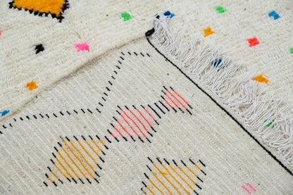 Handmade traditional azilal colorful cream rug bedroom decor