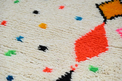 Handmade traditional azilal colorful cream rug bedroom decor