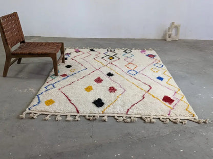 Cream moroccan handmade azilal rug – living room geometric decor