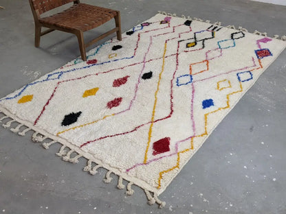 Cream moroccan handmade azilal rug – living room geometric decor