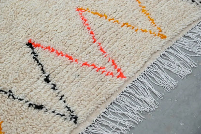 Beige colorful geometric moroccan handmade azilal rug bedroom decor