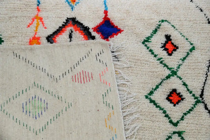 Beige colorful geometric moroccan handmade azilal rug bedroom decor